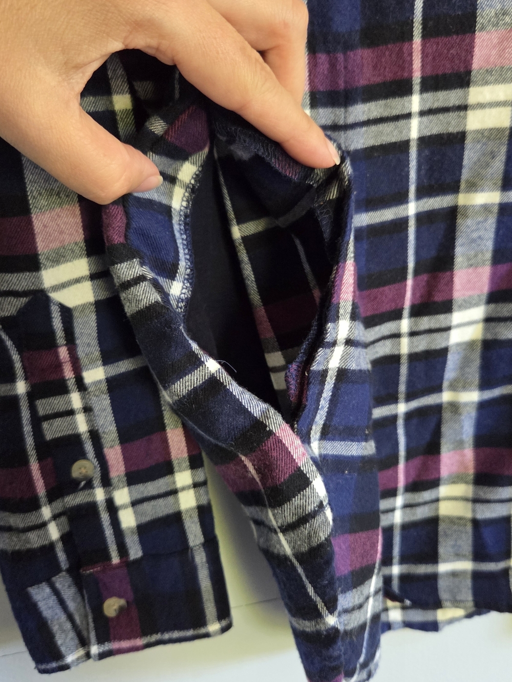 JACH'S Girlfriend New York Plaid Flannel Button-Up Shirt Blue Pink White M - Picture 4 of 8